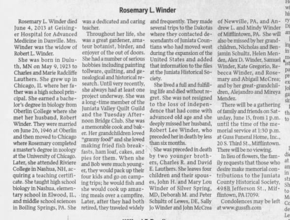 Clipping from The Sentinel